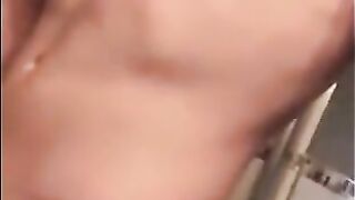 Muscular Twink Strokes His Big Cock in Bathroom Solo