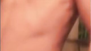 Muscular Twink Strokes His Big Cock in Bathroom Solo