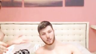 This Sexy Short Hair Babe Sucking Big Cock