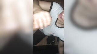 goddess Teenie gives Sloppy Blowjob Ends with Face Full of Cum