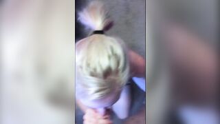 Ex Into Blue Dress takes load to the face after