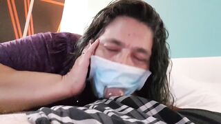 Milf oral sex with facemask covid 19
