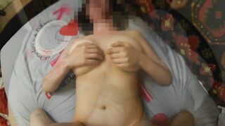 Sex with a Russian dark hair with huge breasts, hairy pussy,