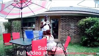 A Drone catches bbw dezzy giving huge african dick oral sex