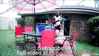 A Drone catches bbw dezzy giving huge african dick oral sex