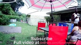 A Drone catches bbw dezzy giving huge african dick oral sex