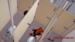 Evangelion Anime - Asuka is Banged!! in a Public Bathroom