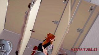 Evangelion Anime - Asuka is Banged!! in a Public Bathroom