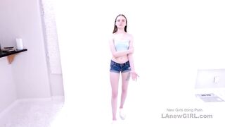Cute barely legal interviewed for model job sucks huge penis at