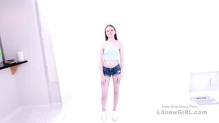 Cute barely legal interviewed for model job sucks huge penis at