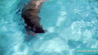 goddess dark hair slut Candy swims underwater