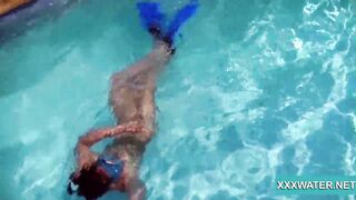 goddess dark hair slut Candy swims underwater
