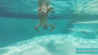 goddess dark hair slut Candy swims underwater