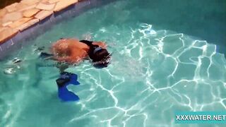 goddess dark hair slut Candy swims underwater