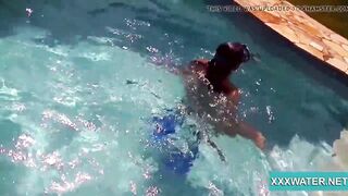 goddess dark hair slut Candy swims underwater