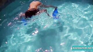 goddess dark hair slut Candy swims underwater