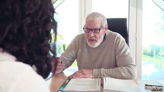 Cute teen Year Older Fuck by Big Cock Grandpa Cums inside her