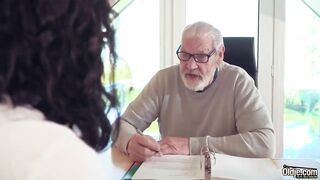 Cute teen Year Older Fuck by Big Cock Grandpa Cums inside her
