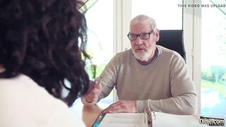 Cute teen Year Older Fuck by Big Cock Grandpa Cums inside her