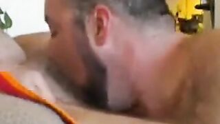 Fat Amateur Bear Sucks Daddy's Cock