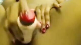 Big-Titted Black Girl Plays with Dildo on Webcam 2