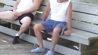Daddies Have Outdoor Fun in Public Park