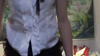 Asian Crossdresser Stretched Out by Sex Toy