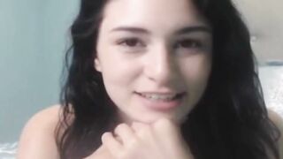 Alluring Beautiful Teen Rubs her Tight Pussy on Ca