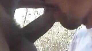 Black Guy Sucks Old Man's Cock Outdoors 2