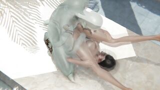 3D HENTAI ANIMATED Monster Attacks at the Bath Tub House