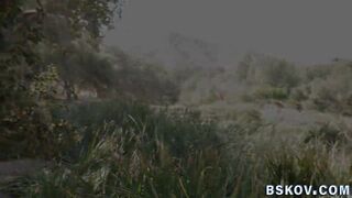Ebony milf gets anally banged! outdoors