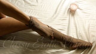 STOCKINGS AND OIL ON CRAZY SEXY FEET
