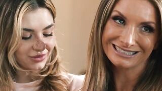 Teen stepdaughter licking stepmoms pussy