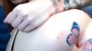 Russian Tattooed Girl Anal Fisting on Webcam