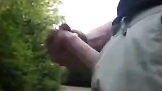 Outdoor Handjob for a Big-Cocked Hunk