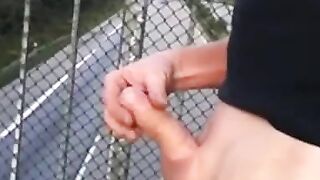 Outdoor Handjob for a Big-Cocked Hunk