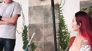 Busty Colombian Fucks The Pool Cleaner