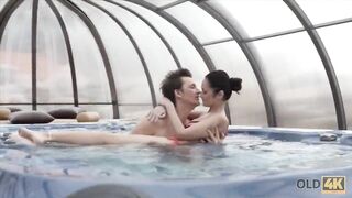 OLD4K. Tender Sex into Jacuzzi