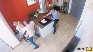 HUNT4K. sexy into strict suit and Bae lingerie shows her