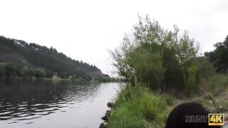 HUNT4K. Impressive outdoors sex action with graceful dark haired