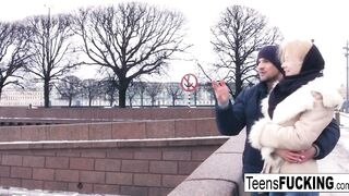Young blonde Via Lasciva treats him to anal during breakfast