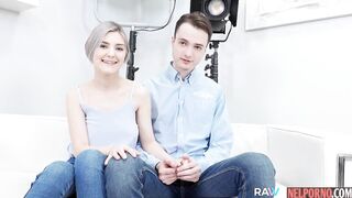 Russian young couple casting sex on camcorder