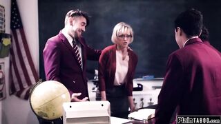 Huge Tit milf teacher gang bang by students