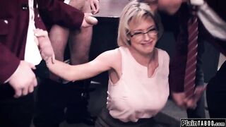 Huge Tit milf teacher gang bang by students