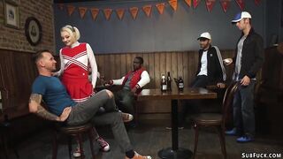 Cheerleader interracial group fucked