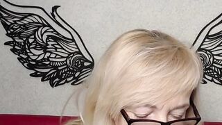 Blonde amateur MILF with glasses chatting on webcam show