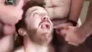 Three Big Cocks Give Twink A Facial