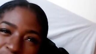 Black Beauty with Big Natural Tits Pleases Her Man