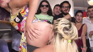 Busty blonde naked and pained