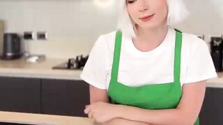 Blonde Barista in Shorts Offered to Roug